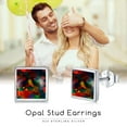 thumbnail image 6 of Midir&Etain Black Fire Opal Earrings 925 Sterling Silver Black Square Stud Earrings Opal Jewelry Birthday Christmas Gifts for Women, 6 of 7