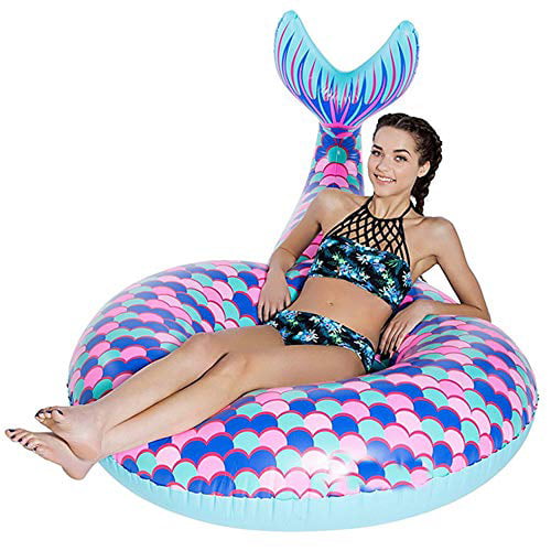 Pink Jasonwell  Inflatable Mermaid Tail Pool Float with Rapid for Adults Kids