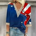 thumbnail image 2 of 4th of July Shirts Women, AKOEE Cotton T Shirts Plus Size Loose V Neck Tops Hollow Out Lace Trim Festive Tees (X-Large, Red 04), 2 of 5