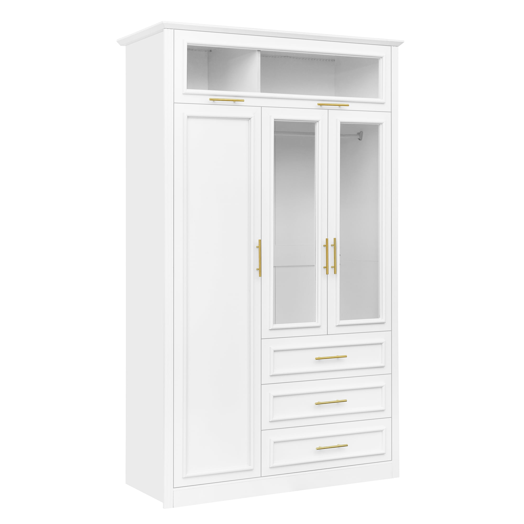 Euroco Modern 6 Door Armoires, Wood Wardrobe with Cabinet and Shelves, White
