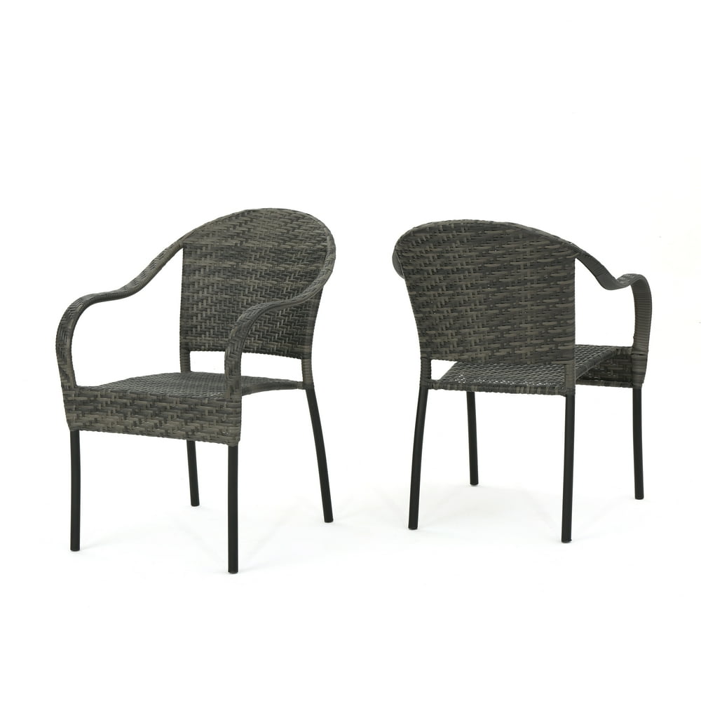 Grey Outdoor Wicker Chair (Set of 2)