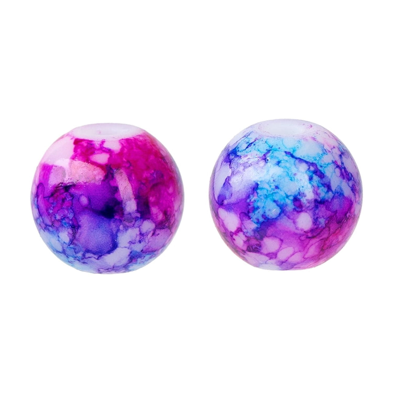 Cousin DIY 10mm Blue Pink Purple Tie-dye Glass Bead Strand, 42 Pieces, Model AJM63715360