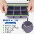 thumbnail image 3 of Lumikrypt 2 Pack Ice Cube Tray with Lid , Silicone Ice Tray Molds with Iron Base for Freezer,  BPA Free, Big Square Ice Cube for Whiskey, Cocktails, Juices, 3 of 7