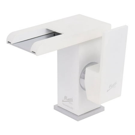 

Technoled waterfall single hole bathroom sink faucet. Temperature sensor LED system.