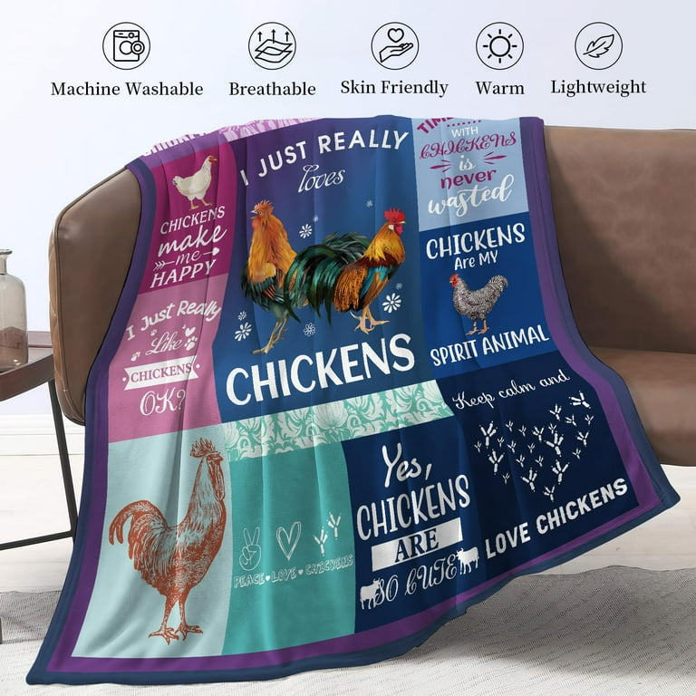 Funny Chicken Blanket For Adults - Just A Girl Who Loves Chickens Flannel Throw, 50x40 Inch, Animal Lover Gift