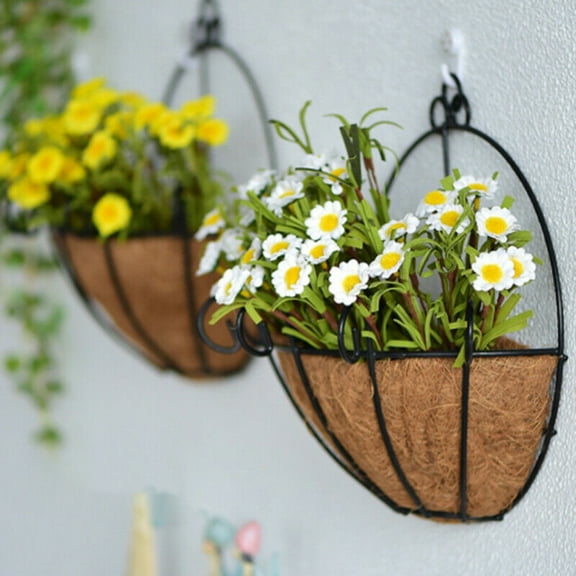 Yirtree Metal Hanging Planter Basket Hanging Flower Pot Basket & Coco Coir Liner for Indoor/Outdoor Garden Décor, Perfect for Home, Garden, Patio, Deck