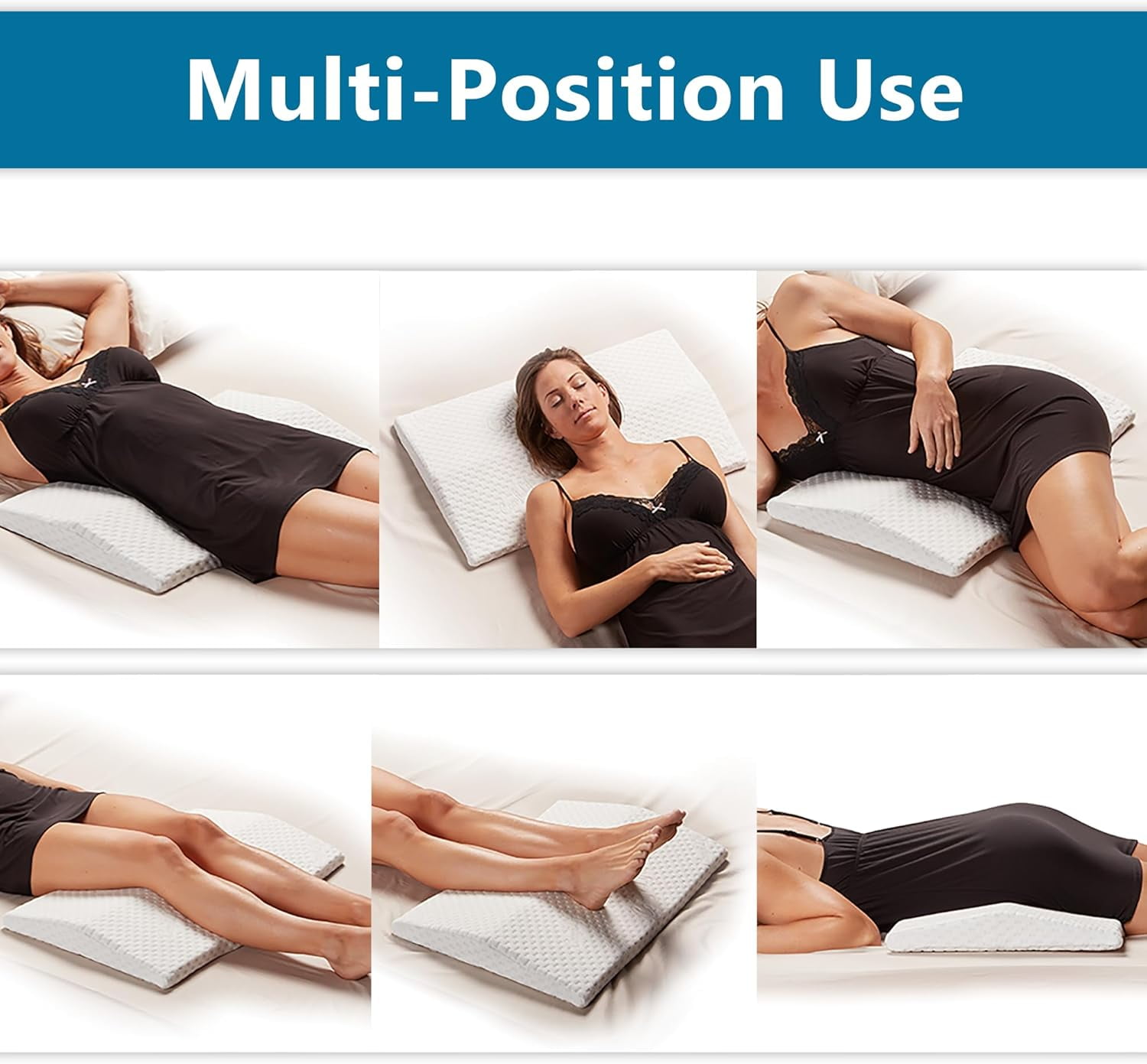 Lumbar Support Pillow for Sleeping Memory Foam Pillow for Back Pain Relief - Side, Back and Stomach Sleepers- Triangle Wedge Pillow - Bed Rest Pillow - Medium-Soft (White, Standard)