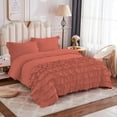 thumbnail image 2 of DNG Creations 5 Piece Vintage Ruffle Duvet Cover 100% Egyptian Cotton, 800 Threads Count - With Zipper & Corner Ties ( Full/Queen - Solid Brick Red ), 2 of 7