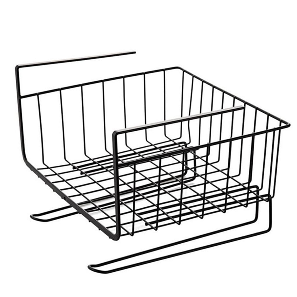Homeholiday Storage Shelf Under Metal Wire Basket Organizer Fit Dual Hooks for Kitchen