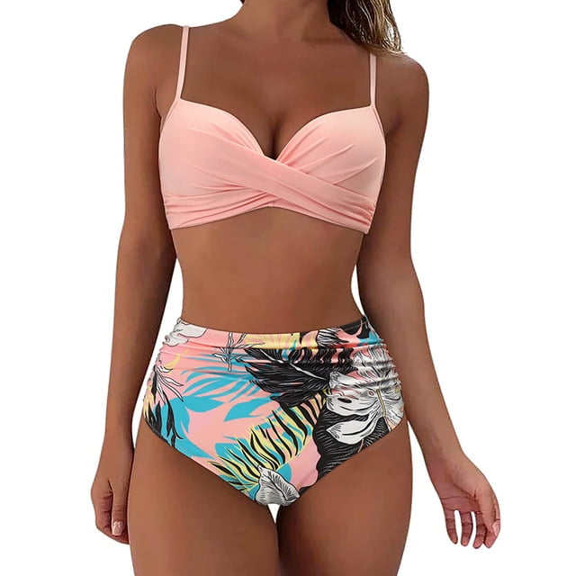 Two Pieces Sexy Swimsuits 2023 Women Bikini Set Beachwear Push Up Solid