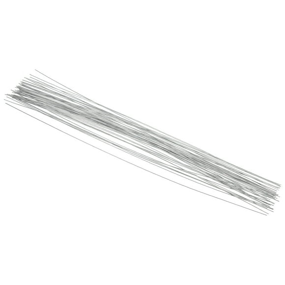 Uxcell 22 Gauge 14" Alambre de tallo floral, 50 piezas de tallo de flor de hierro envuelto en papel, tono plateado
