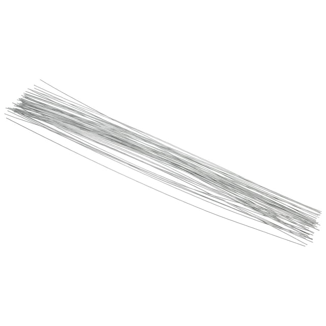 Uxcell 22 Gauge 14" Alambre de tallo floral, 50 piezas de tallo de flor de hierro envuelto en papel, tono plateado