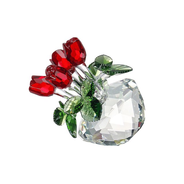 Moyic Flor de cristal de estilo romántico de para el hogar con hojas para sala de estar, dormitorio, decoración de rosas artificiales, Decoración del hogar Rojo