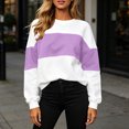 thumbnail image 3 of Josdec Women's Two Tone Color Block Crew Neck Sweatshirt, Drop Shoulder Long Sleeve Loose Pullover, All Season Daily Casual Loungewear Tops, 3 of 9