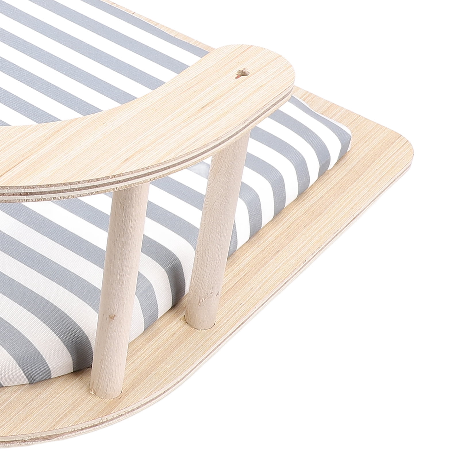 YAHHU Wooden Elevated Cat Bed Cot Frame Soft Cushion 15.7 inches / 40 cm Small Dogs Furniture Striped Style
