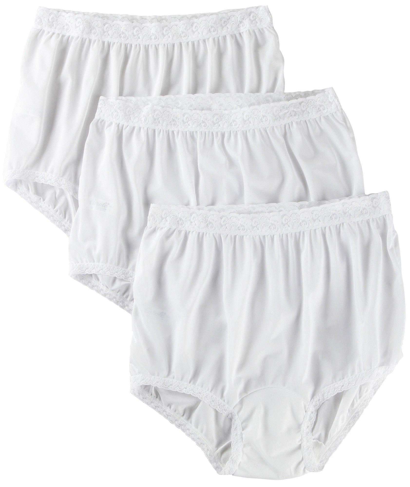 Pack of 3 Carole Women's Nylon Lace Trim Panties Briefs Clothing, Shoes