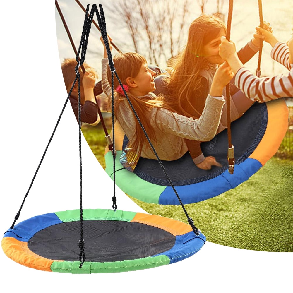 40"in Tree Swing Multi-Color Rainbow Round Mat Saucer Kids In/Outdoor X-mas Gift 