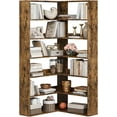 thumbnail image 3 of Corner Book Shelf, 6-Tier Tall Corner Bookcase with Baffles, L-Shaped Modern Industrial Display Bookshelf, Corner Shelf Unit for Bedroom, Home Office, Living Room, Kitchen, 3 of 7