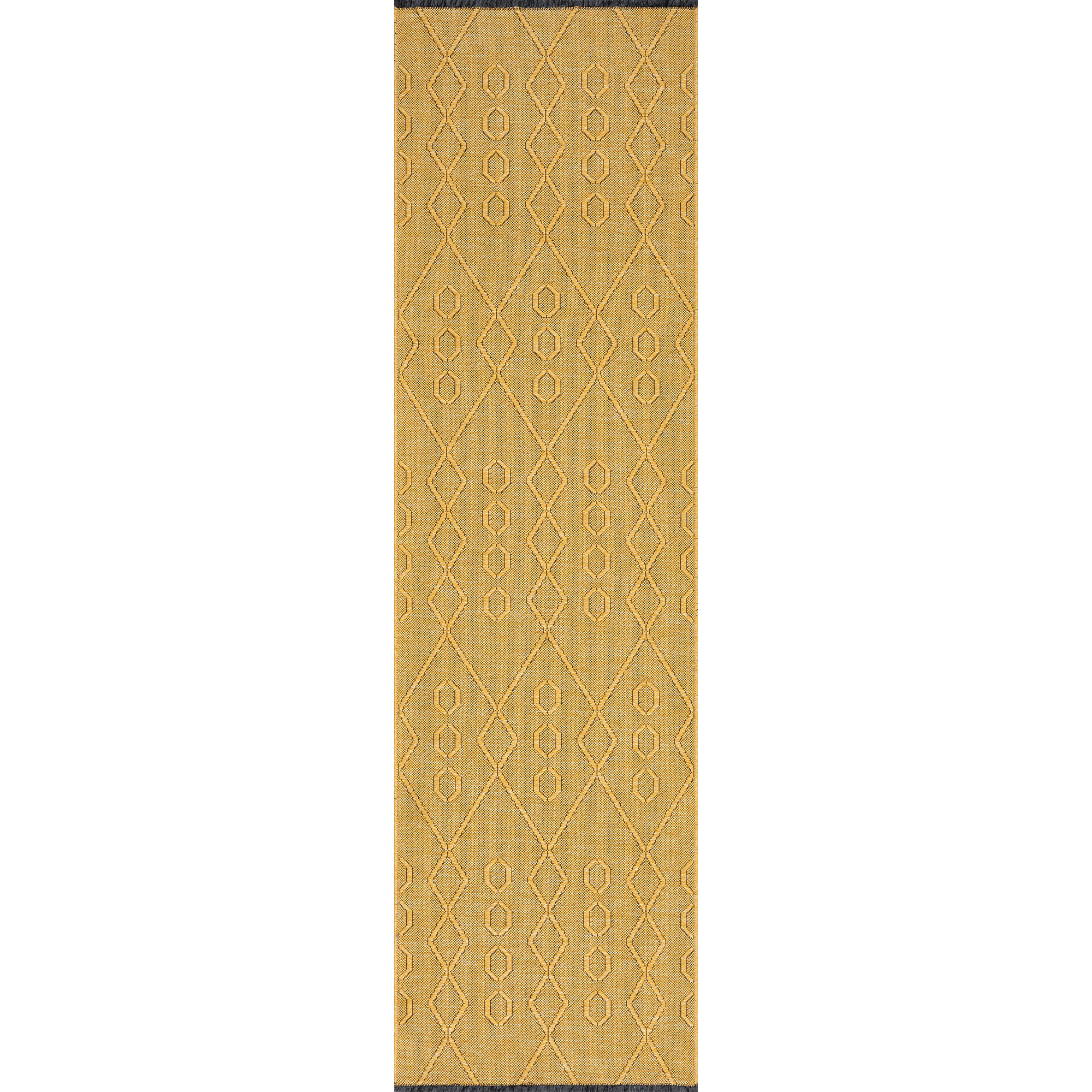 Alma Transitional 2' x 7.7' Gold, Machine Washable Polyester & Cotton Indoor Area Rug
