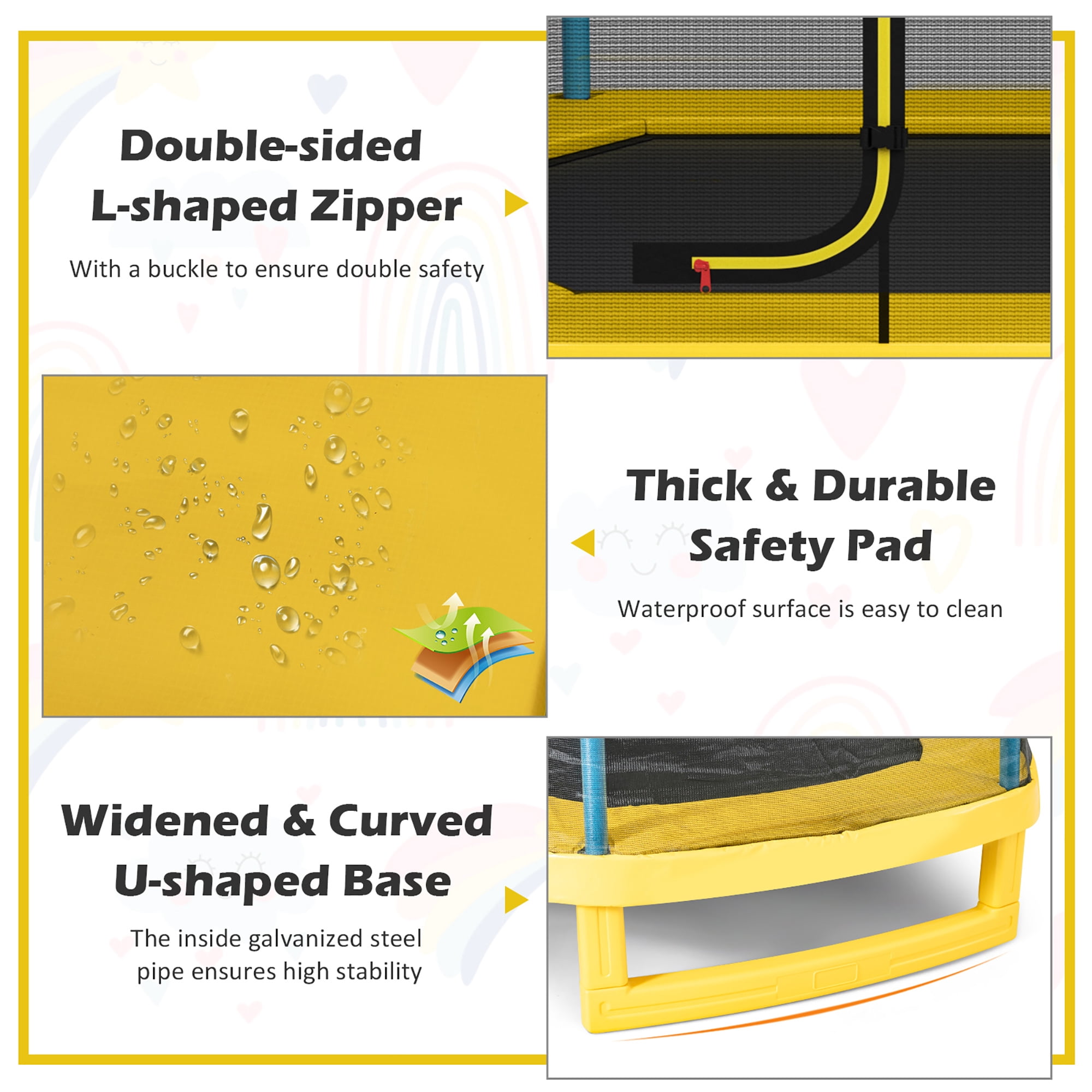 Costway 7FT Kids Trampoline Outdoor Indoor Recreational Bounce Jumper Yellow