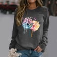 thumbnail image 2 of EHQJNJ Sweat-Shirt pour Femmes Col Rond Graphique Décontracté Manches Longues Raglan Imprimé Pissenlit Coloré Pull Sweat-Shirt Tendance, 2 of 5