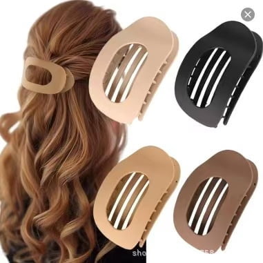 New flat retro elegant oval hair clip with a back of the head disc and a curved arc-shaped design, featuring a shark clip for girls' hair accessories and headwear