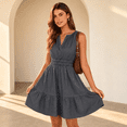 thumbnail image 2 of Gray Small Sleeveless Denim Mini Dress Casual Summer Wear, 2 of 6