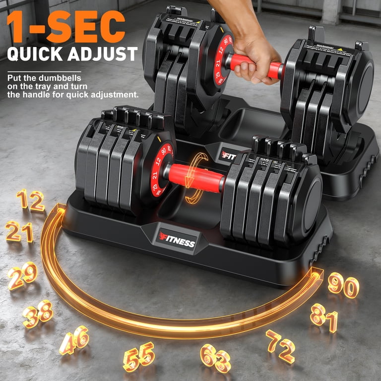 GIKPAL 180LB(90lbs*2) Adjustable Dumbbells Set of 2,10 in 1 Quick