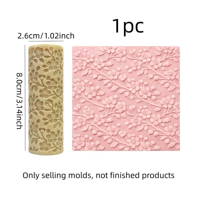 Retro Style Small Flower Polymer Clay Embossed Texture Roller - Creative Ceramic Sculpture Tool