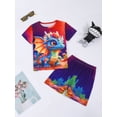 thumbnail image 6 of WIBACKER 3-12Y Boys 2-Piece Pajamas 3D Dinosaur Printed Short Sleeve Cool Summer PJ Set Kids Sleepwear, 6 of 12