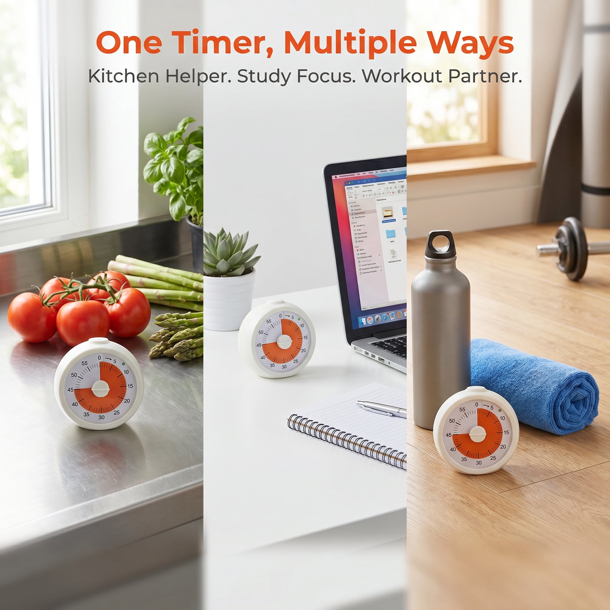 Unique Bargains Simple 60 Minute Timer Digital Visual Timer for Students White Circle