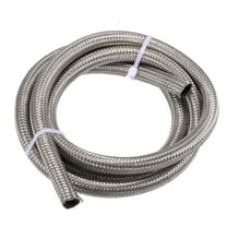 Unique Bargains 5ft 6AN Fuel Hose AN6 Universal Car Braided Stainless Steel CPE Oil Fuel Gas Line Hose Silver Tone