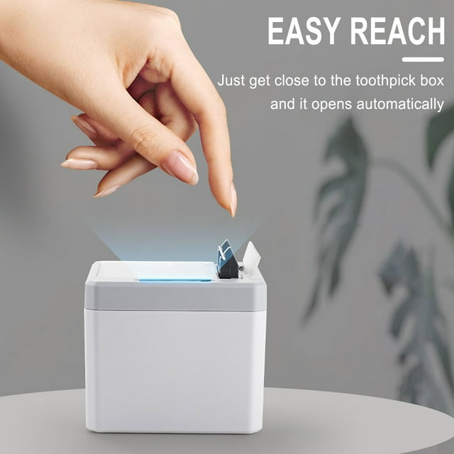 HIGERH Distributeur de Cure-Dents Intelligent / Machine à Cure-Dents Automatique avec Capteur Infrarouge pour Maison Restaurant Hôtel Bureau / Design Hygiénique à Couvercle Rabattable