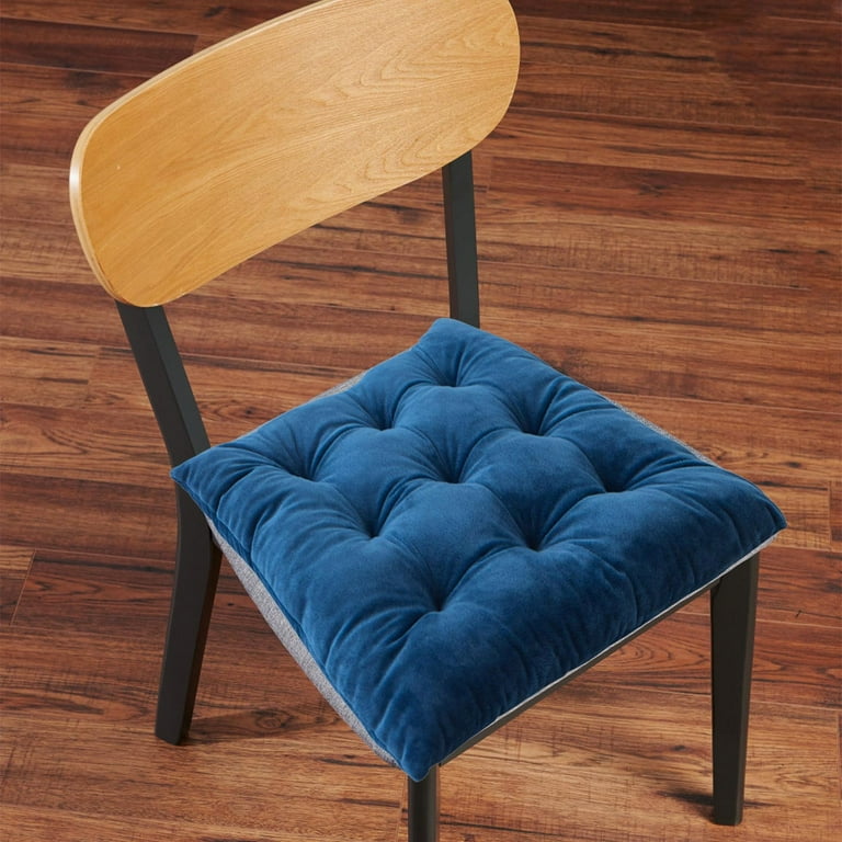 Crystal Velvet Chair Cushion Solid Color Seat Pad with Strap