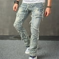 thumbnail image 4 of ZQUUVOU Men's Ripped Jeans Loose Fit Distressed Jean Relaxed Skateboard Denim Pants with Holes Light Blue, 4 of 9