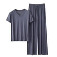 thumbnail image 2 of uublik Pajamas for Women Set Matching Summer Loose Wide Leg Pants Set, 2 of 3