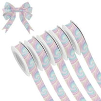 5 Rolls Christmas Ribbon 1.5 inch Wide Decorative Ribbon for Gift Wrapping and Holiday Decorations Cute Pastel Rainbow Swirl