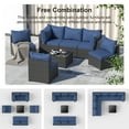 thumbnail image 2 of GOJOOASIS Patio Furniture Set, 7 Pieces Outdoor PE Rattan Couch with Glass Table All Weather Sectional Washable Cushion Blue, 2 of 6