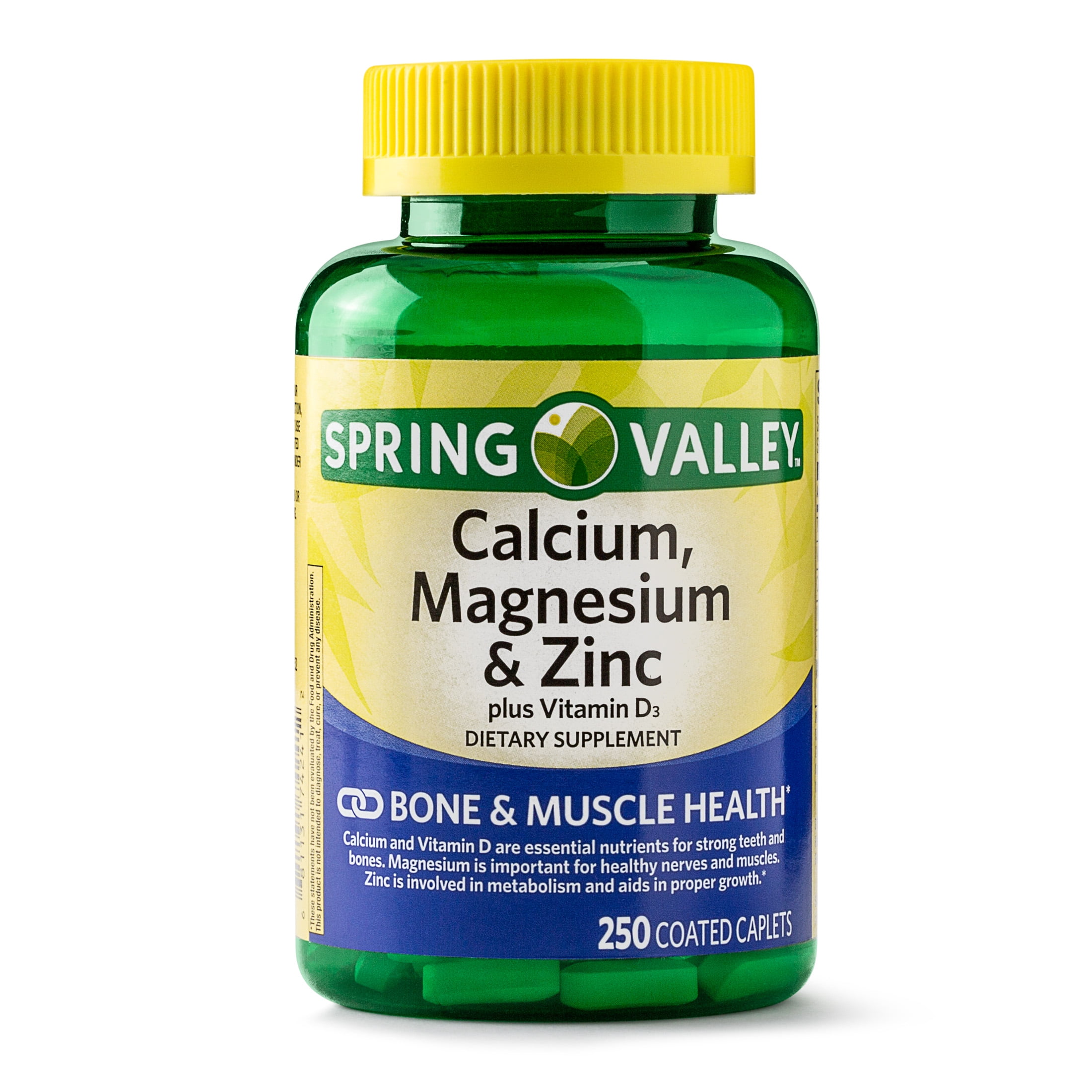 Spring Valley Calcium Magnesium Zinc Coated Caplets 250 Ct Walmartcom
