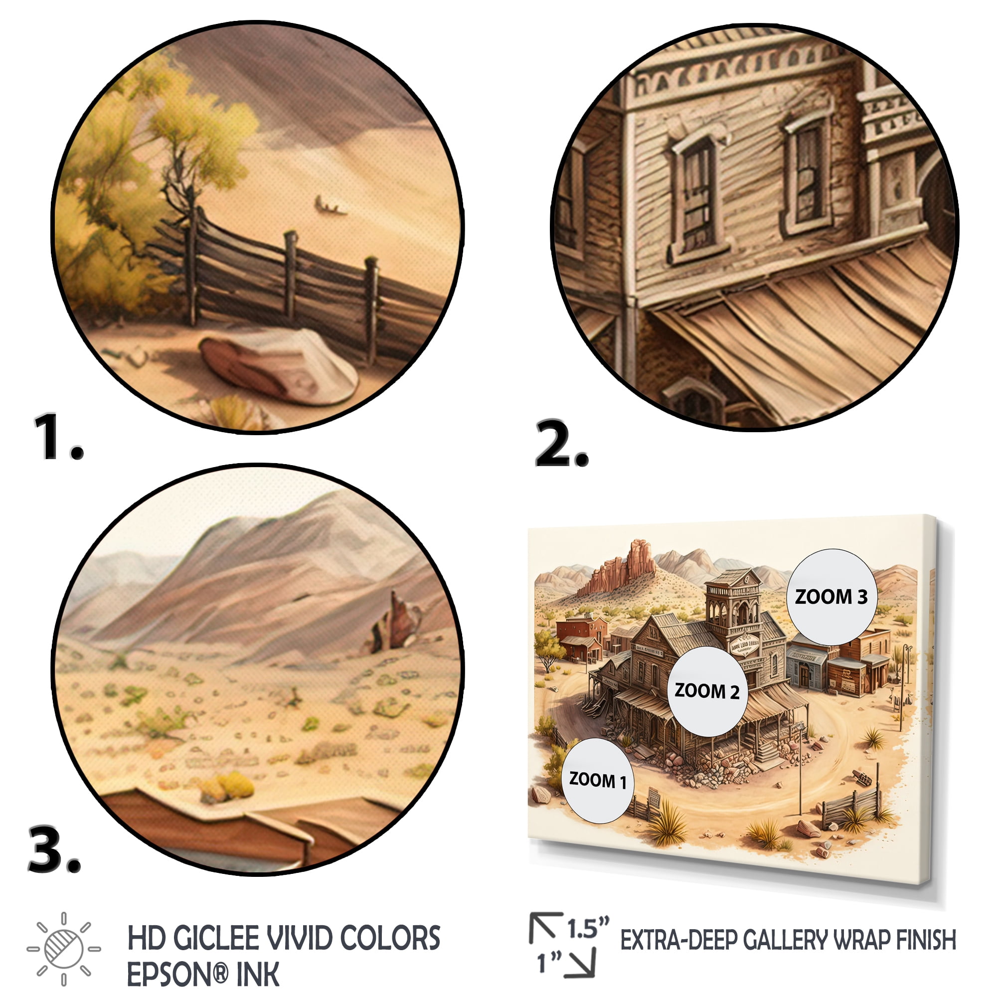 Designart Wild West Town I Canvas Wall Art