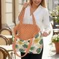 thumbnail image 3 of Pzuqiu Tropical Leaf Print Large Capacity Quilted Tote Bags for Women, Reversible Orange Shoulder Hobo Bag, Lightweight Carry On Handbag for Work Travel Shopping Everyday Use, 3 of 7