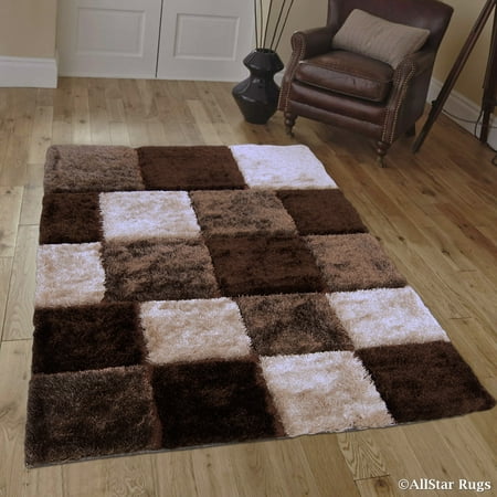 Allstar Brown Geometric Thick Area Rug 4 11 X 6