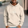 thumbnail image 2 of SGFCWSX Men Fleece Lined Hoodie Mens Oversized Casual Graphic with Drawstring Hood Pullover Sweatshirt Khaki Size M, 2 of 5