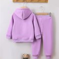 thumbnail image 3 of Tao Tao Toddler Baby Girls Clothes Butterfly Floral Print Hoodie Letter Graphic Sweatpants Fall Winter Outfits Set Purple 140, 3 of 8