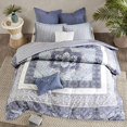thumbnail image 1 of 7 Piece Cotton Comforter Set Full/Queen/Blue, 1 of 4