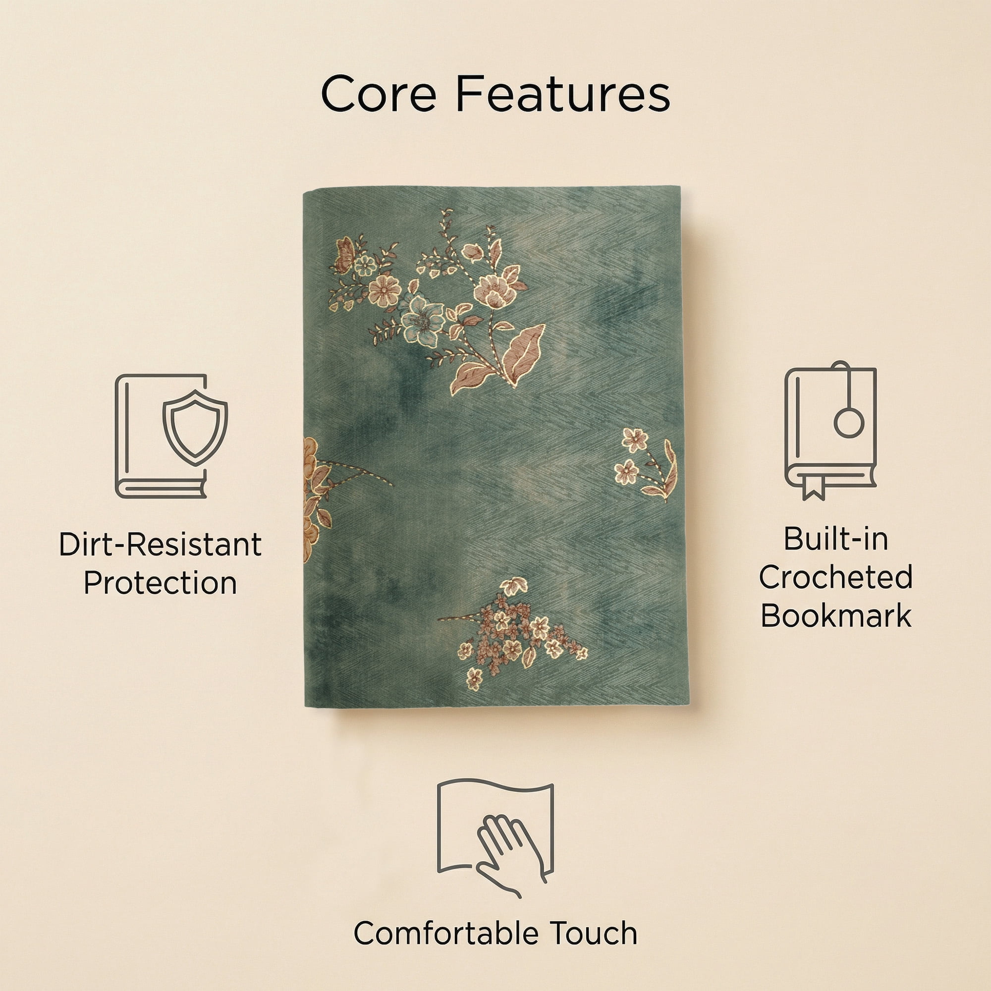 Unique Bargains Adjustable Fabric Book Cover for A5 Size Gray Brown