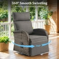 thumbnail image 4 of PARKWELL 3 Pieces Outdoor Recliner Chair Set,Patio 360° Swivel Reclining Lounge Chair with Side Table,Wicker Adjustable Recliner with Footrest for Garden Balcony Yard,Brown/Gray, 4 of 9