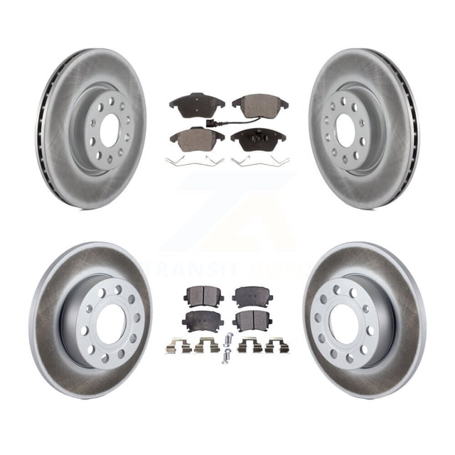 Transit Auto Front Rear Coated Disc Brake Rotors and Ceramic Pads Kit for Car Volkswagen Rabbit Audi A3 Quattro KGT-100983