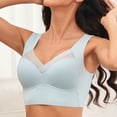 thumbnail image 7 of Kvture Womens Full Coverage No Underwire Bra Mesh Breathable Seamless Wide Strap Lifting Summer Sport Running Yoga Brassire Light Blue Bra S, 7 of 7