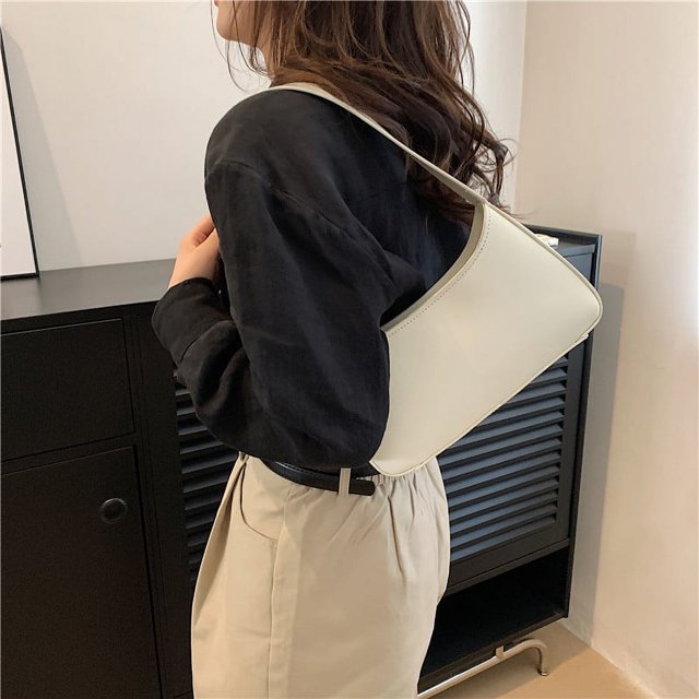 Bolsos de hombro para mujer Bolso de mano Hobo de PU Bolso para axilas con cierre de cremallera (blanco)